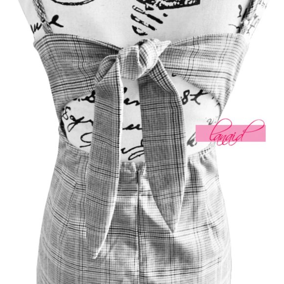 Alive Girl Open Back Plaid Cut-Out Pinafore Dress - Picture 4 of 8